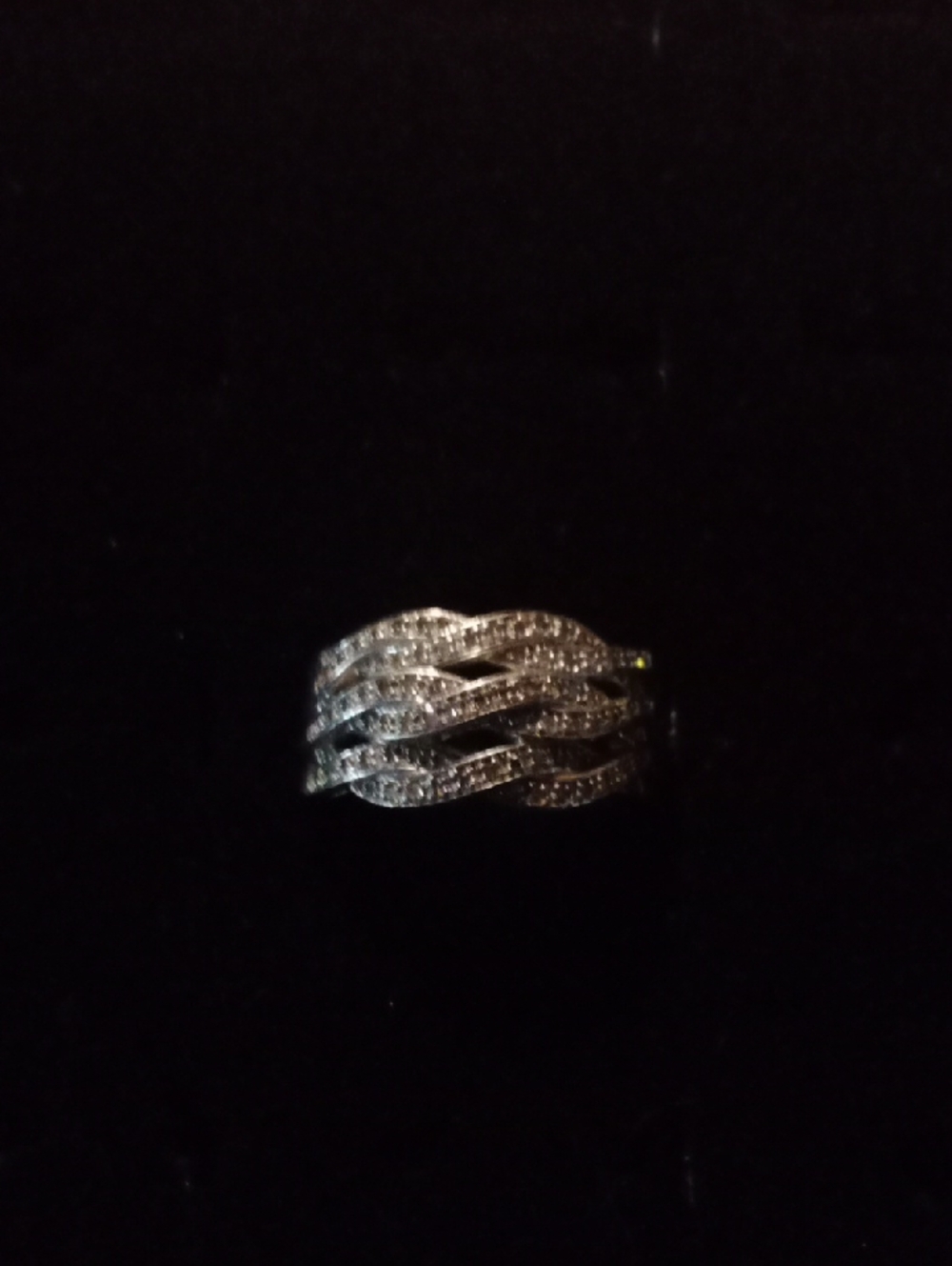 Sterling Silver Multi-Row Diamond Pave Wave Ring - White